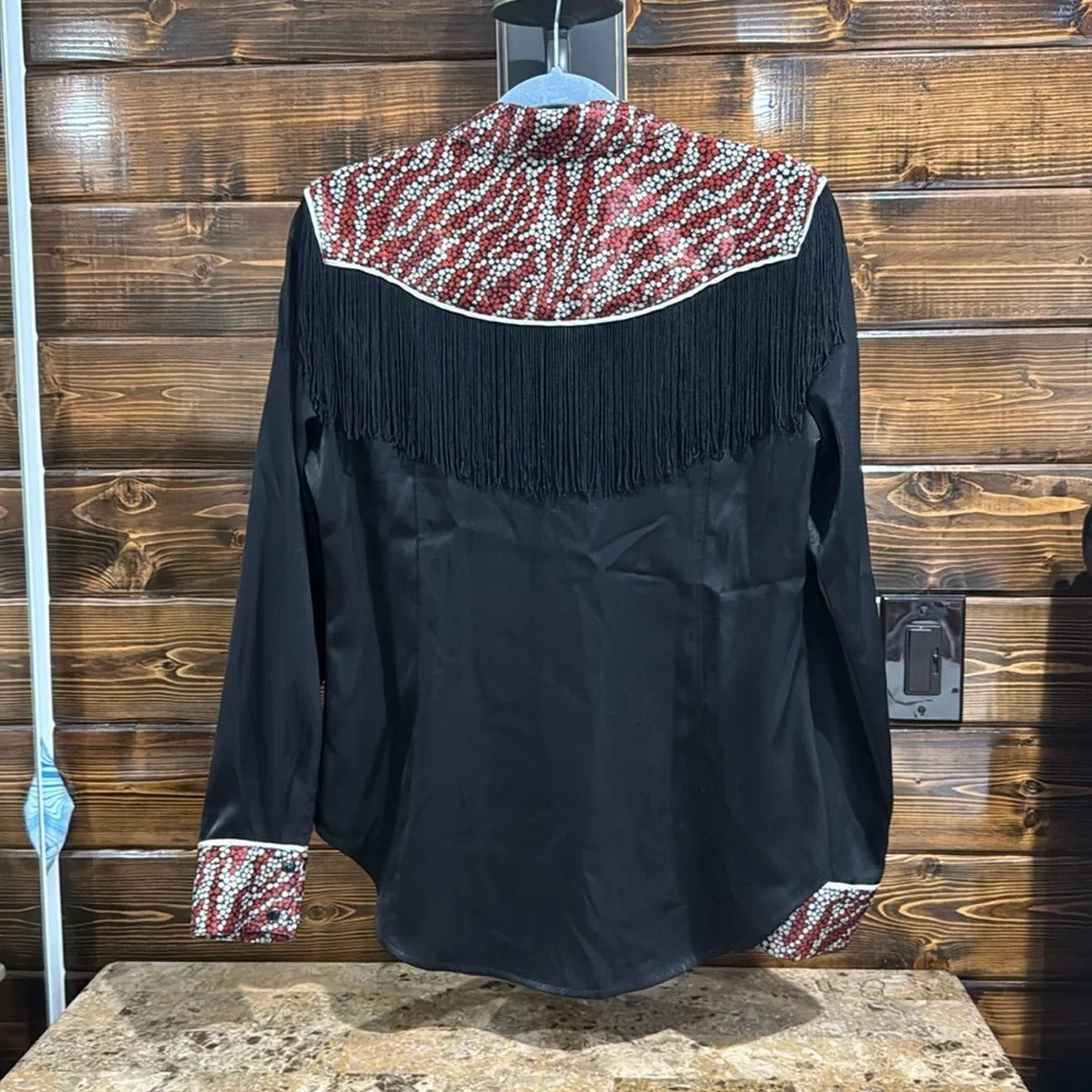 Idyllwind Black and Red Western Fringe Shirt - Picture 8 of 12